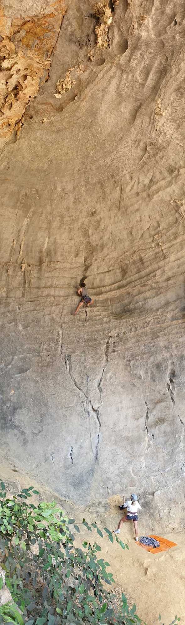 climbing in the cave at ganniang